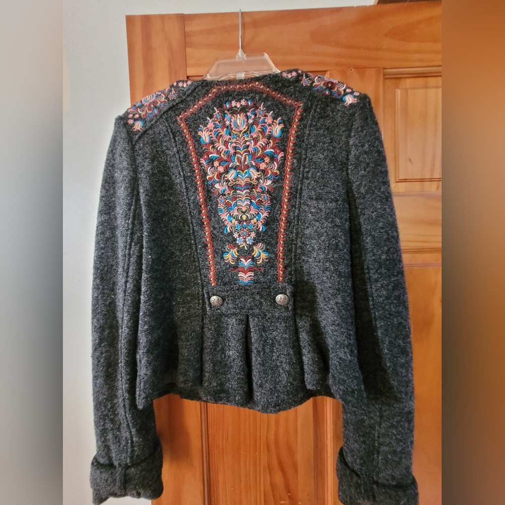 Free People Embroidered Wool Jacket
